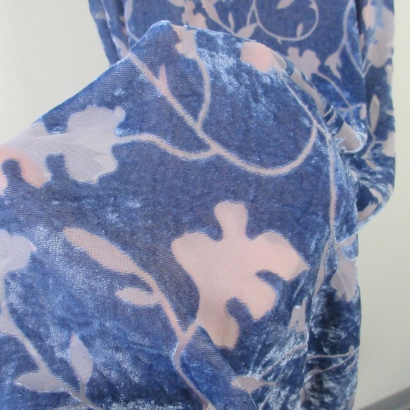 Tailor B. Moss Maxi Dress M Blue Floral Rayon VTG Slit Burnout Velour y2k 256 - Picture 9 of 16